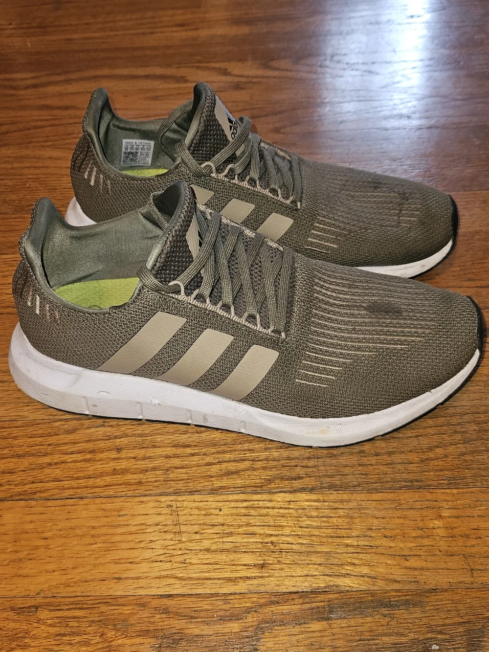 adidas Olive Green Knit Sneakers with White Midsole